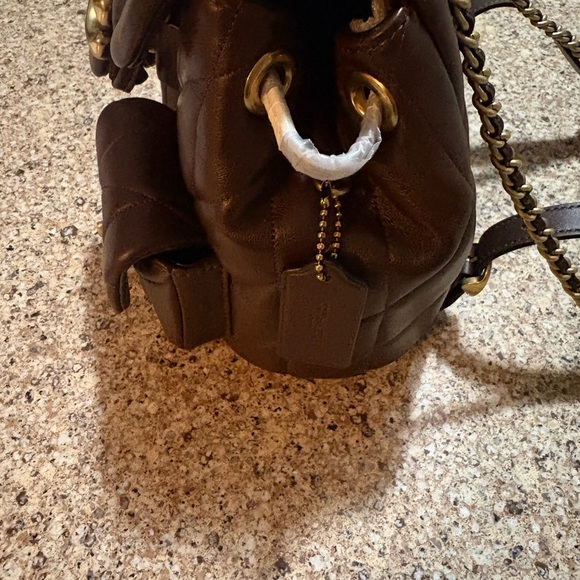 Coach Dark Brown Quilted Leather Backpack - Picture 2 of 8